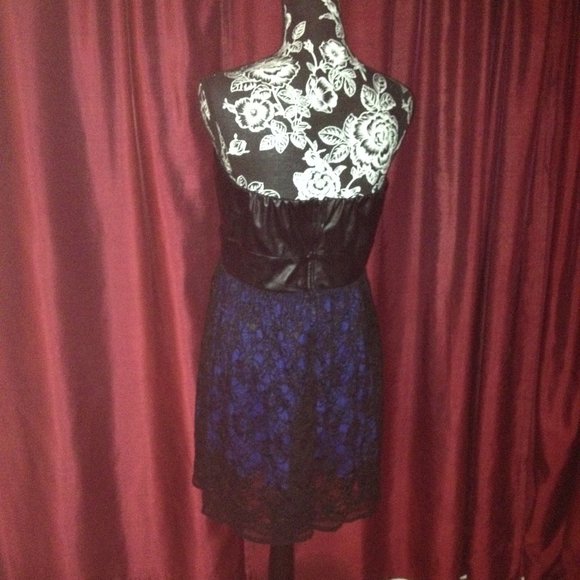 NWOT Black&Blue Lace Strapless Dress By Speechless - Picture 4 of 16